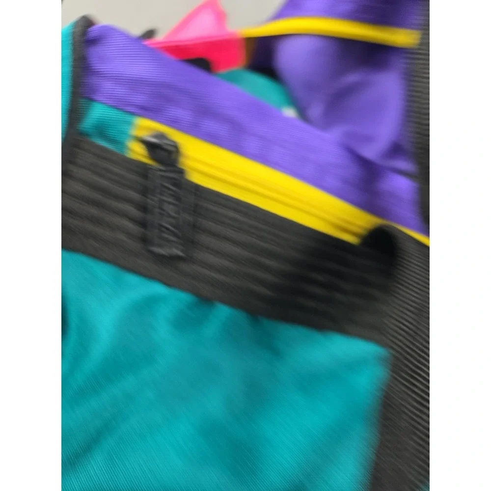 Vintage 80s LA Gear Duffle Bag  Neon Color Block Mesh 18"x9"x9" - Picture 13 of 16